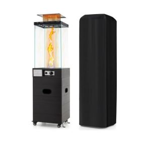 40000 BTU Patio Heater Outdoor Propane Gas Heater with Cover and Wheels-Black