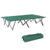 Outsunny 2 Person Folding Camp Cot for Adults, 50" Wide Outdoor Portable Sleeping Cot with Carry Bag, Elevated Camping Bed, Green